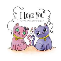 Cute Couple Cat In love To Valentine's Day vector