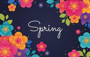 Beautiful Spring Background with Colorful 3D Paper Flower Design Concept vector