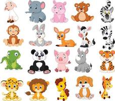 Cartoon animals collection set vector