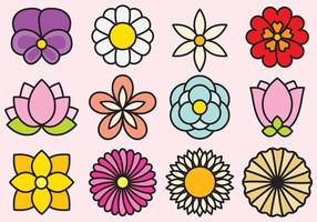 Cute Flowers Icons vector