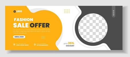 fashion sale social media cover banner design template. fashion sale social media cover photo design with yellow color. fashion sale web banner. vector