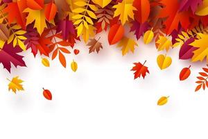 Paper art of Autumn, pile of colorful leaves vector