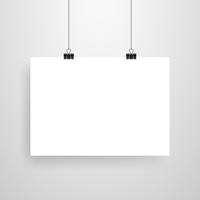 Mock-Up Realistic White Poster Hanging vector