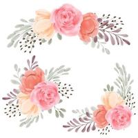 Rose flower arrangement watercolor hand painted bouquet set vector