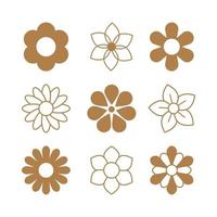 Simple Line Art of Flower Icons Collection vector