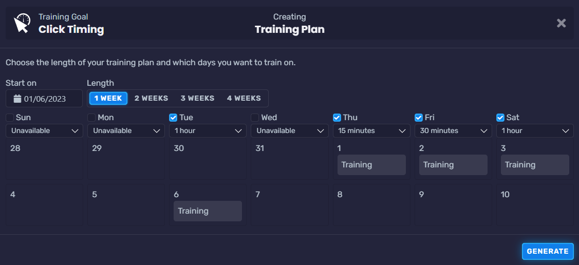 Training Plan Availability